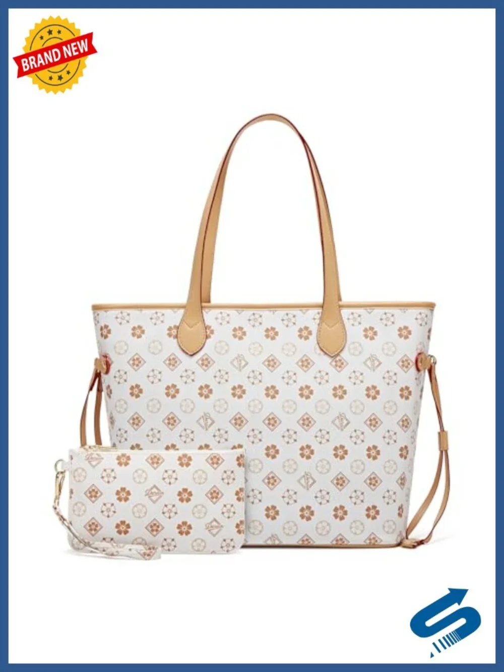 Faux Leather 2-Piece Tote & Mini Purse Set Top Handle Satchel